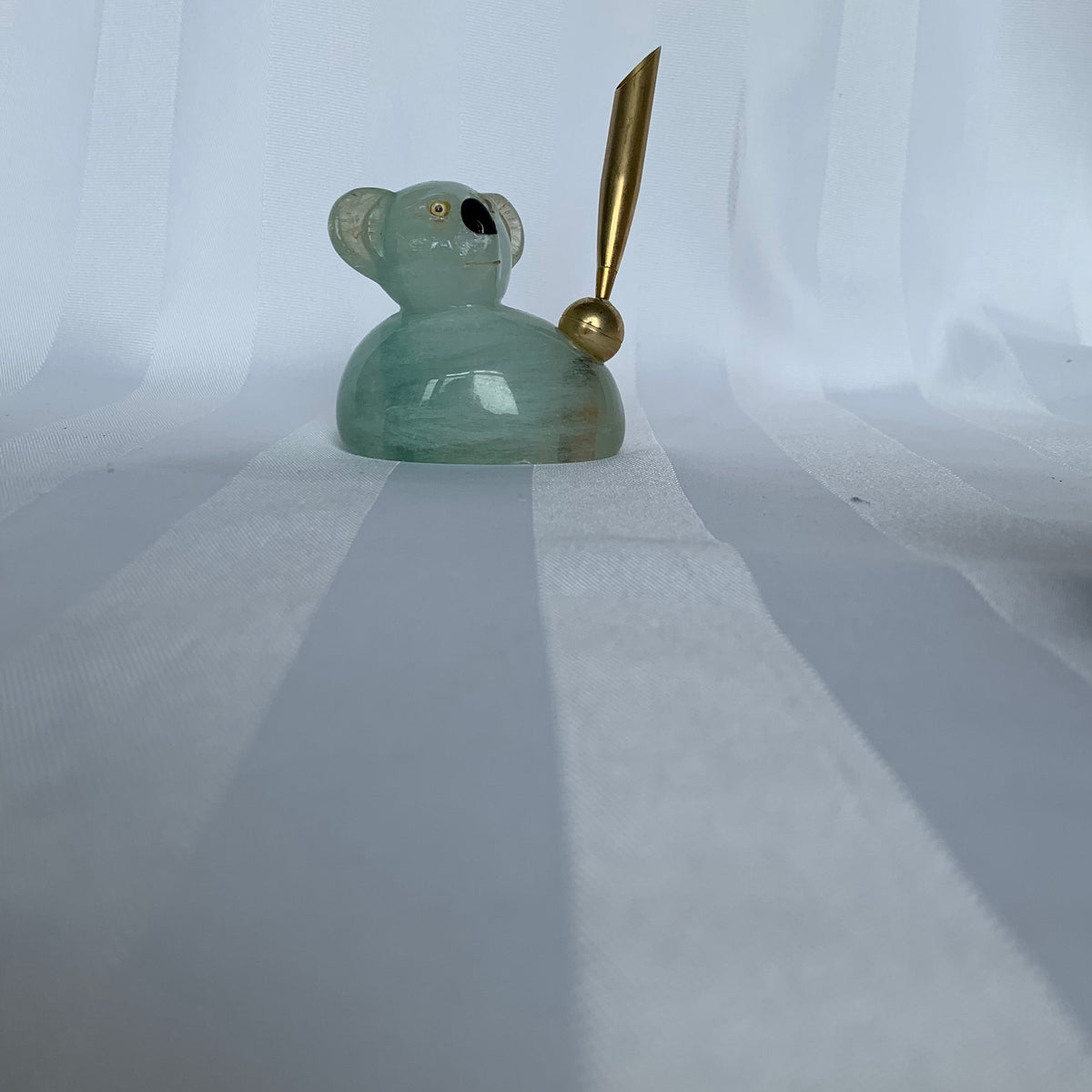 Fluorite Koala Bear Pen holder, Green Fluorite Figurine Carving