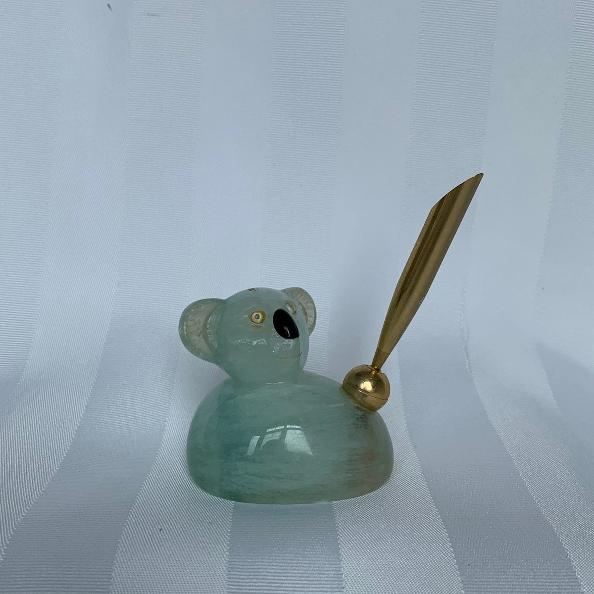 Fluorite Koala Bear Pen holder, Green Fluorite Figurine Carving