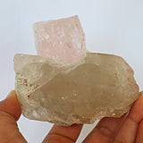 Large Pink Morganite Crystal Specimen on Quartz matrix 3.3 inch