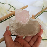 Large Pink Morganite Crystal Specimen on Quartz matrix 3.3 inch
