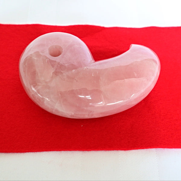 Large Rose Quartz Magatama: Japanese Good Luck Charm, Tokonoma Display