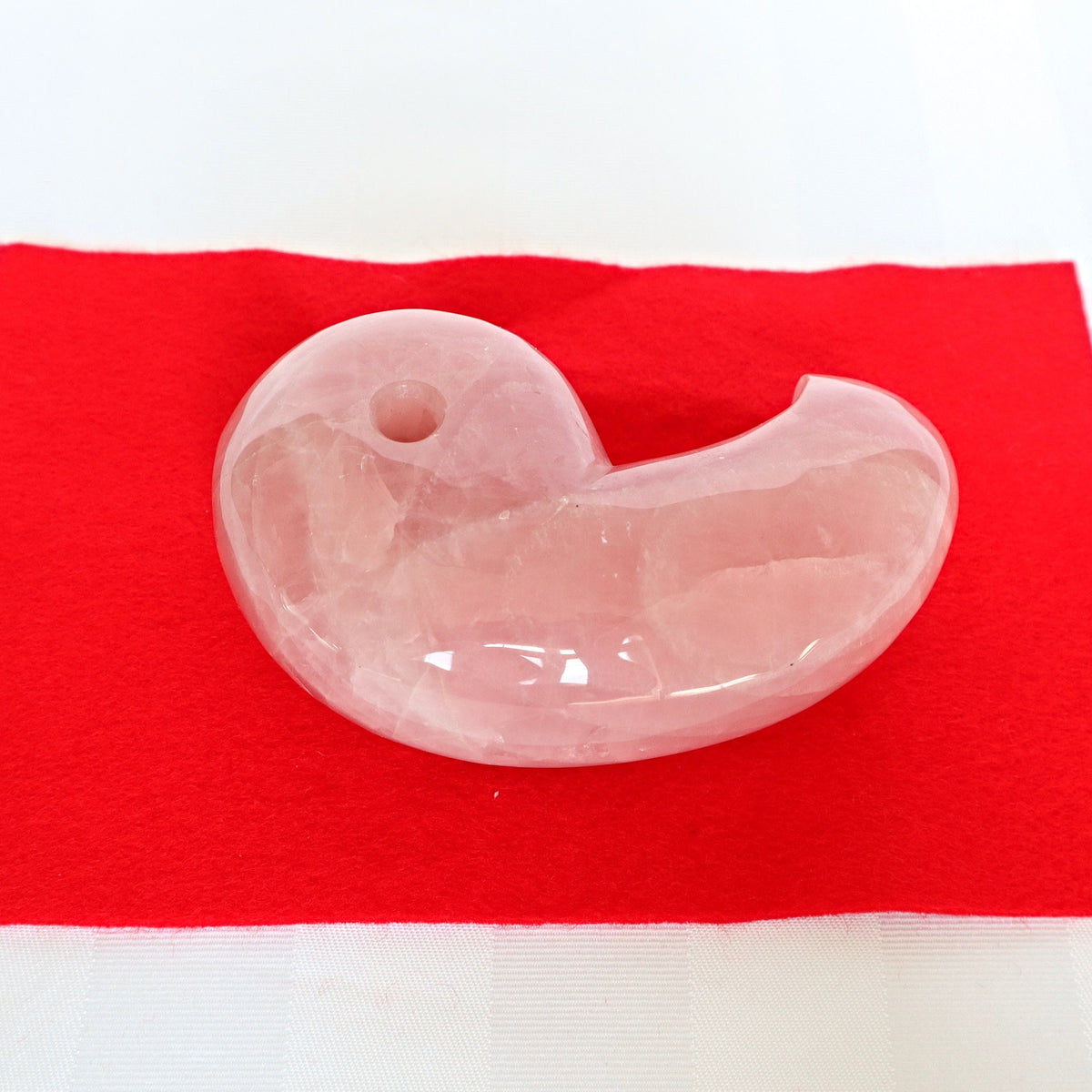 Large Rose Quartz Magatama: Japanese Good Luck Charm, Tokonoma Display