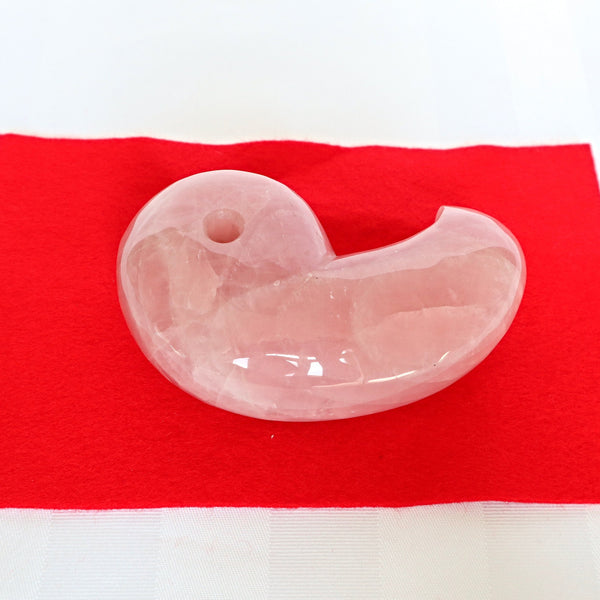 Large Rose Quartz Magatama: Japanese Good Luck Charm, Tokonoma Display