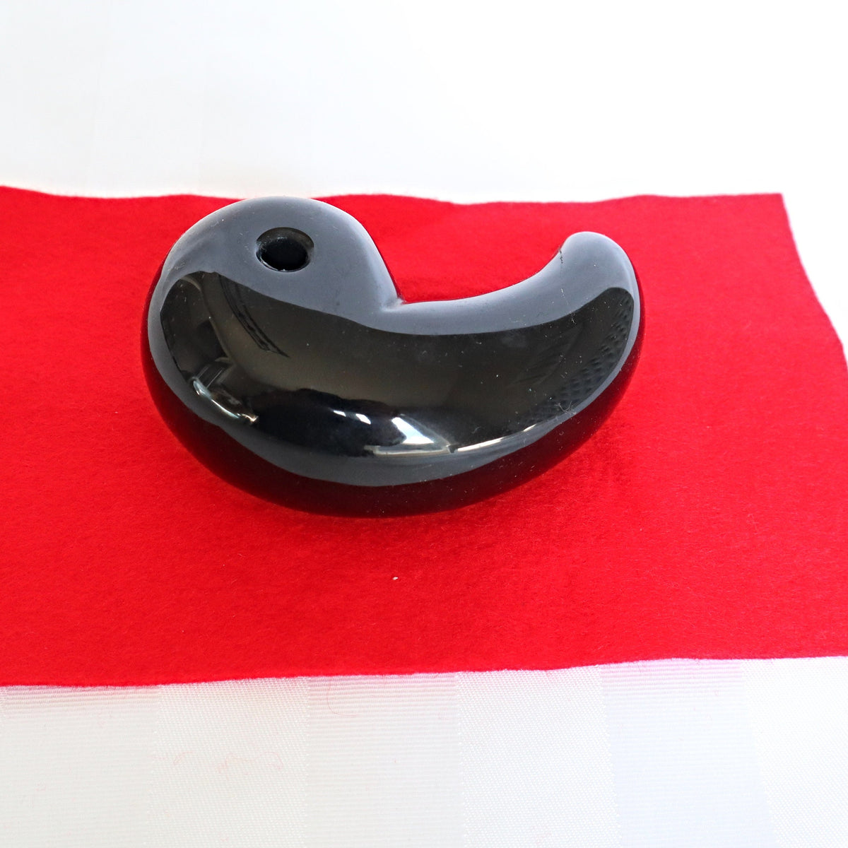Large Black Onyx Magatama: Japanese Lucky Stone Decor (3.9 Inches)