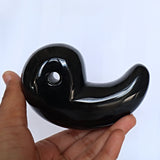 Large Black Onyx Magatama: Japanese Lucky Stone Decor (3.9 Inches)