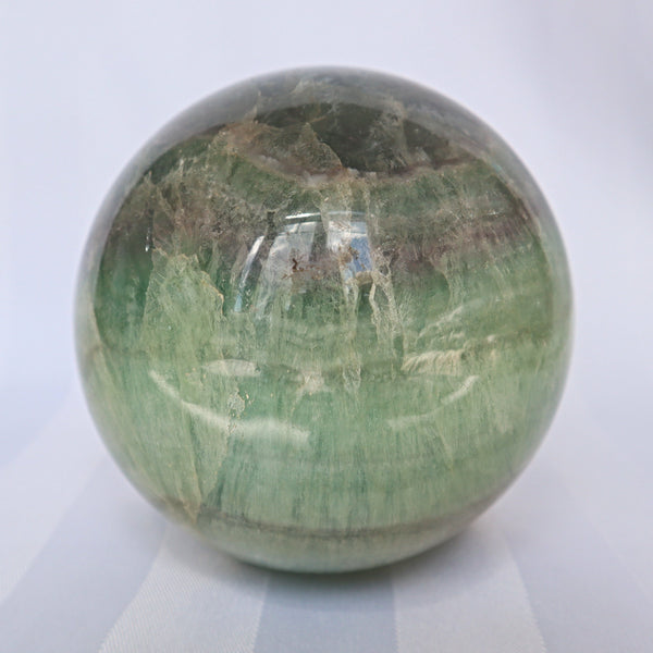 Silky Fluorite Sphere 4 inches, Reiki Meditation Healing Crystal Gift, FL 3