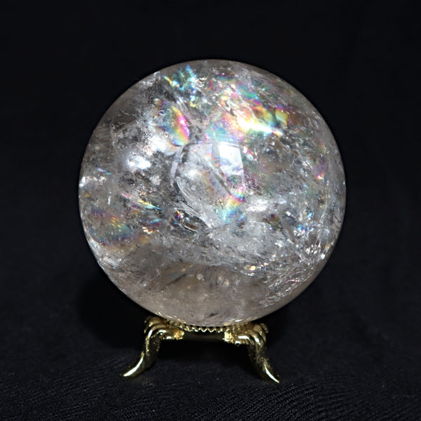 Natural Crystal Quartz Sphere with Rainbow Flashes 2.5 inch, RC Q4
