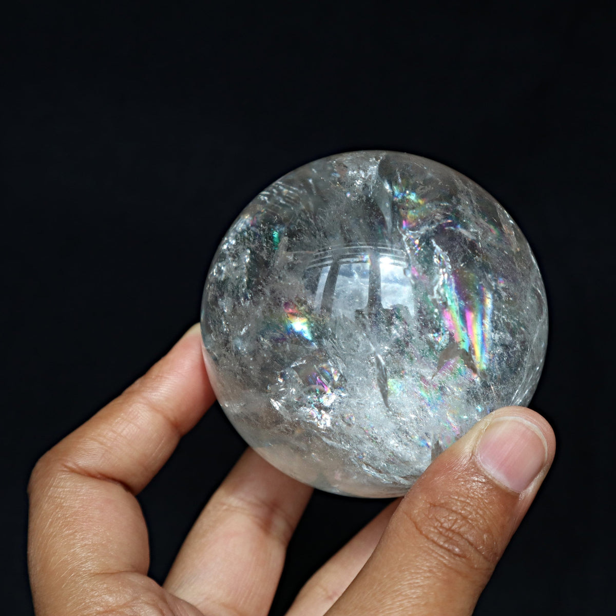 Natural Crystal Quartz Sphere with Rainbow Flashes 2.5 inch, RC Q4