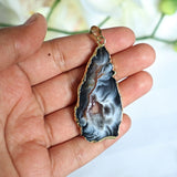 Druzy Geode Agate Pendant Necklace gold with Chain