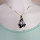 Druzy Geode Agate Pendant Necklace gold with Chain
