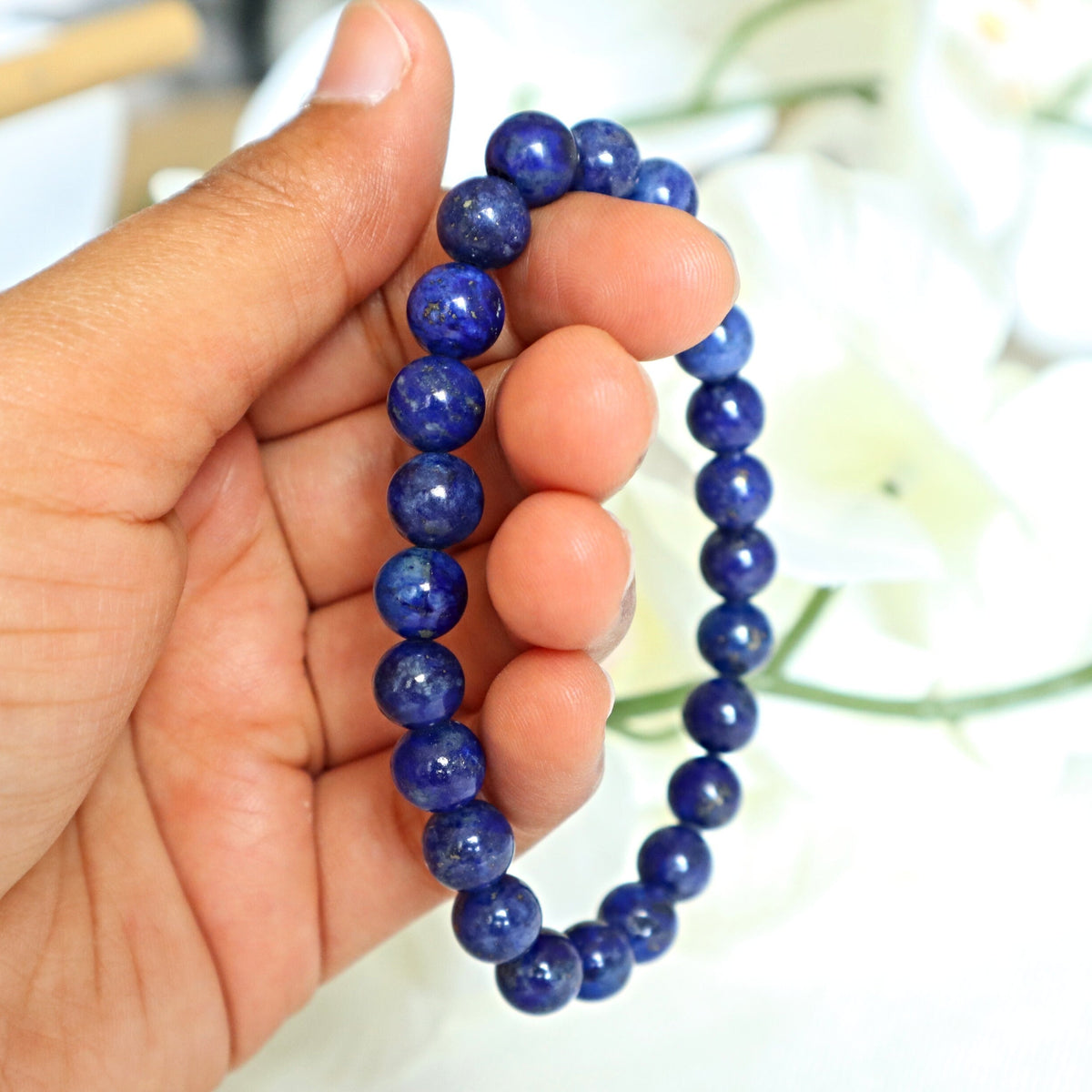 Lapis Stretch Bracelet, Blue Crystal Bracelet