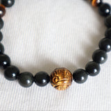 Blue Tiger Eye Bracelet: Dragon Ball Charm, Root Chakra