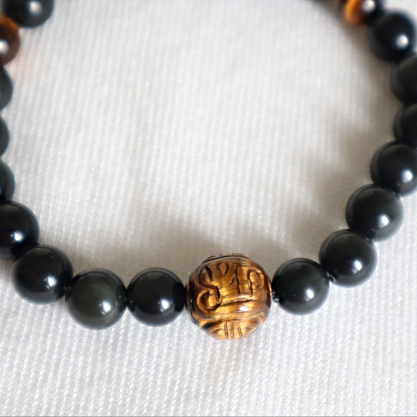 Blue Tiger Eye Bracelet: Dragon Ball Charm, Root Chakra