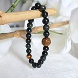 Blue Tiger Eye Bracelet: Dragon Ball Charm, Root Chakra