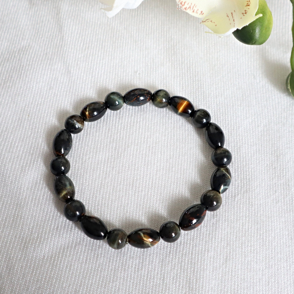 Blue Tiger Eye & Hawks Eye Bracelet: Natural Stone Jewelry