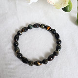 Blue Tiger Eye & Hawks Eye Bracelet: Natural Stone Jewelry