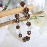 Smoky Quartz Bracelet with Micro-Faceted Clear Quartz Crystal in Super High Grade