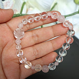 Angel Bracelet Hand Carved Clear Quartz with Rose Quartz