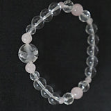Angel Bracelet Hand Carved Clear Quartz with Rose Quartz