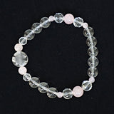 Angel Bracelet Hand Carved Clear Quartz with Rose Quartz