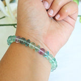 Green and purple fluorite rondelle bead bracelet