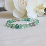 Natural Green Purple Fluorite Bracelet | Rondelle Crystal Bead