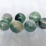 Snowflake Feather Green Fluorite Sphere: Silky Reiki Healing Crystal