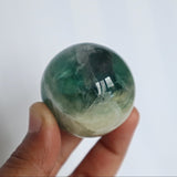Snowflake Feather Green Fluorite Sphere: Silky Reiki Healing Crystal
