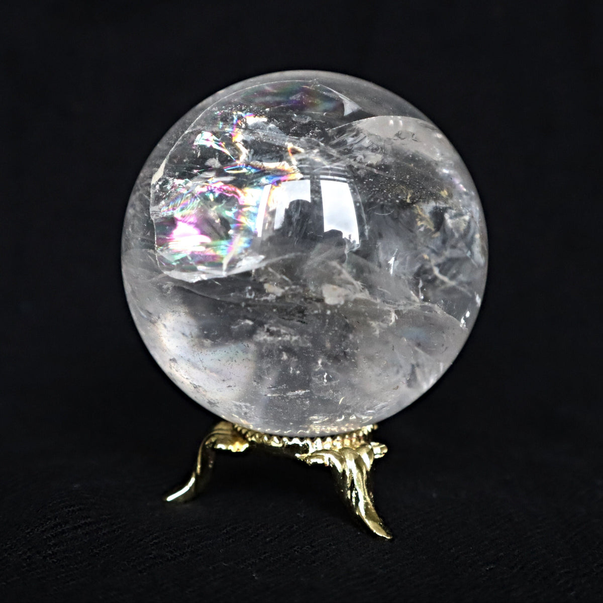 Rainbow Flash Quartz Sphere: Clear Crystal Healing Stone (58mm)
