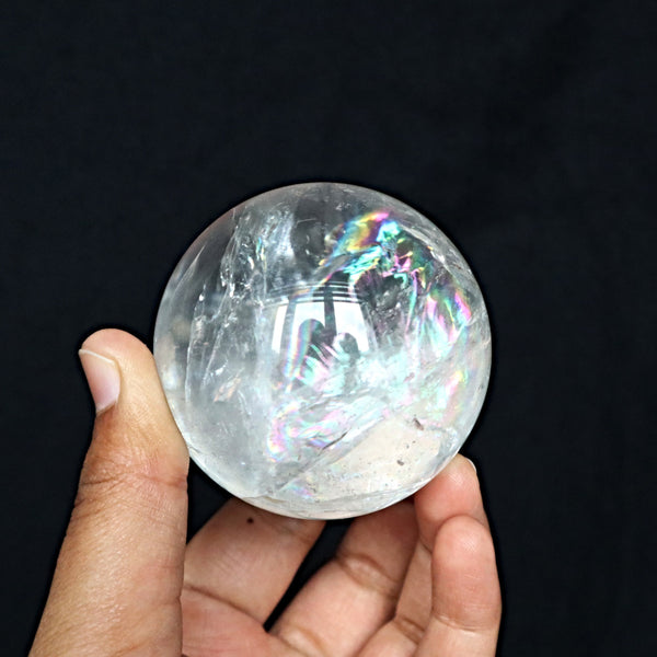 Rainbow Flash Quartz Sphere: Clear Crystal Healing Stone (58mm)