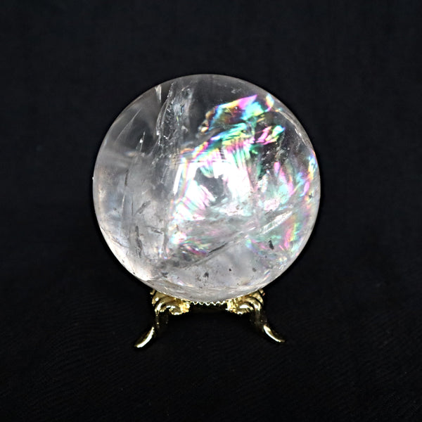 Rainbow Flash Quartz Sphere: Clear Crystal Healing Stone (58mm)