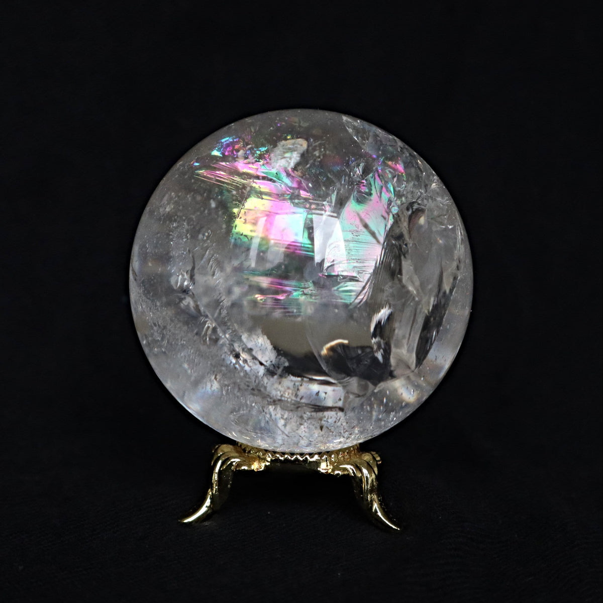 Rainbow Quartz Sphere: Clear Crystal with Rainbow Flashes (60mm)