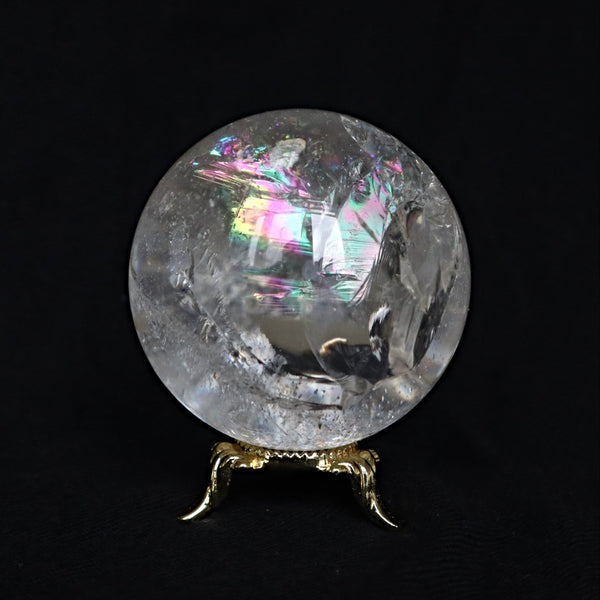Rainbow Quartz Sphere: Clear Crystal with Rainbow Flashes (60mm)