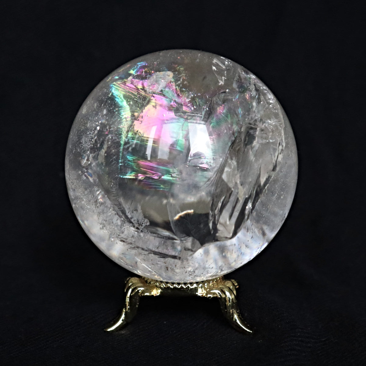Rainbow Quartz Sphere: Clear Crystal with Rainbow Flashes (60mm)