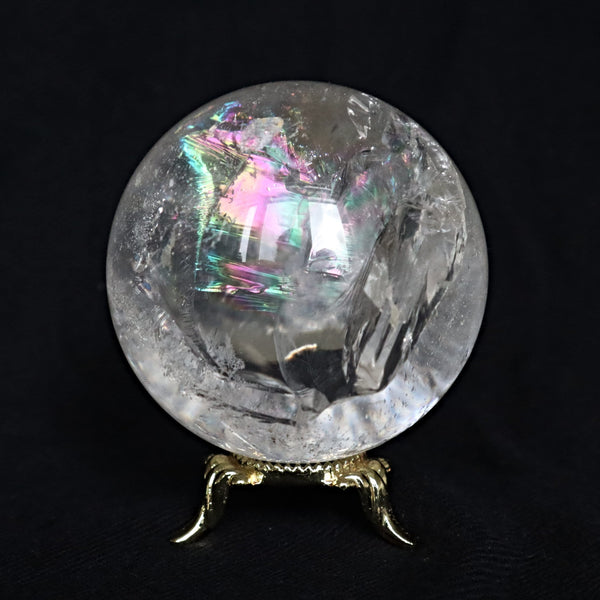 Rainbow Quartz Sphere: Clear Crystal with Rainbow Flashes (60mm)