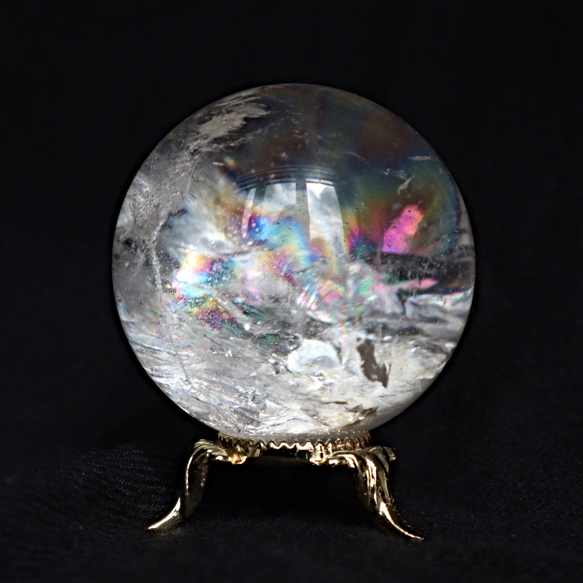 Natural Crystal Quartz Sphere with Rainbow Flashes 2.5 inch, RC Q4
