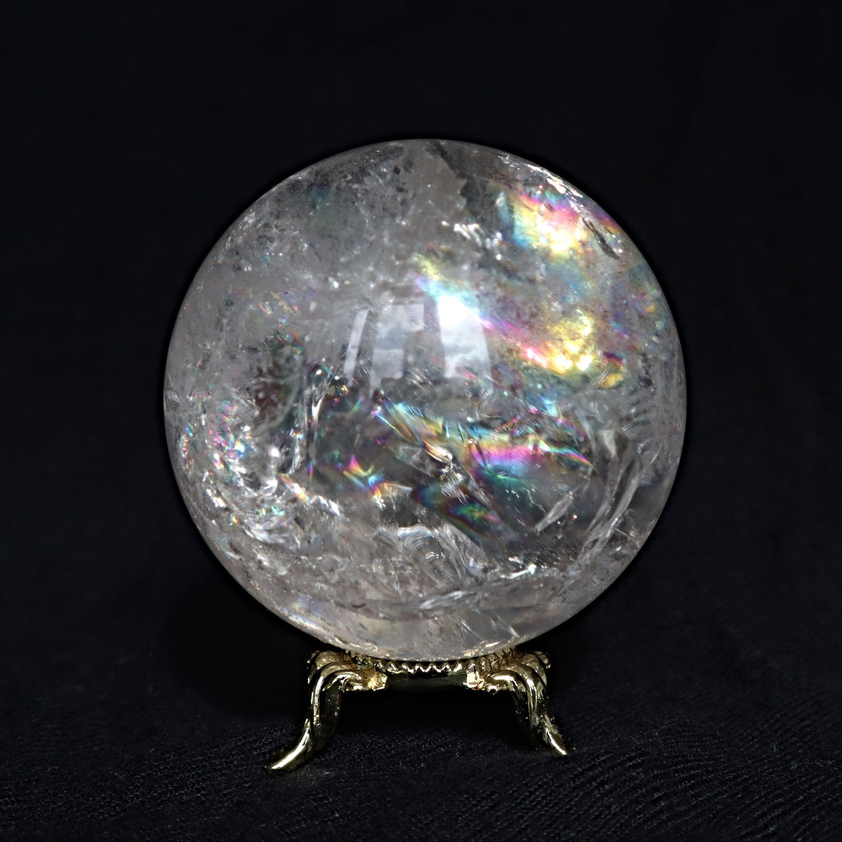 Natural Crystal Quartz Sphere with Rainbow Flashes 2.5 inch, RC Q4