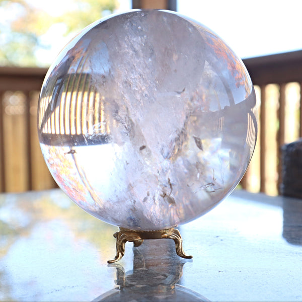 Large Natural Crystal Quartz Sphere (96mm, 3 lbs)