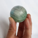 Snowflake Feather Green Fluorite Sphere: Silky Reiki Healing Crystal