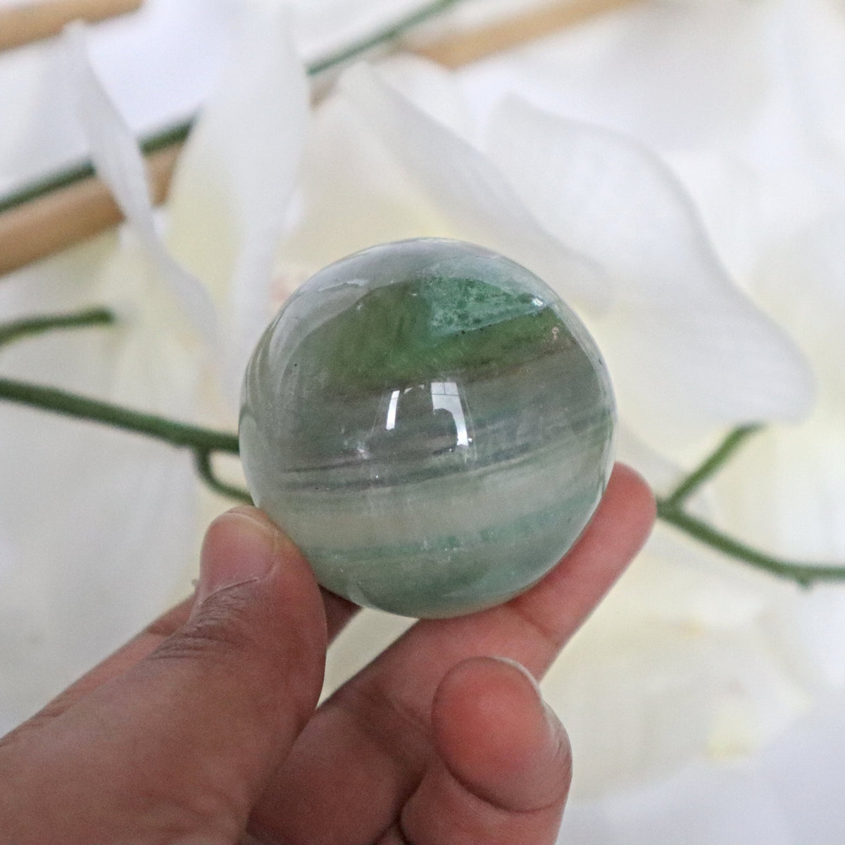 Green Fluorite Sphere: Natural Reiki Healing Crystal Gift