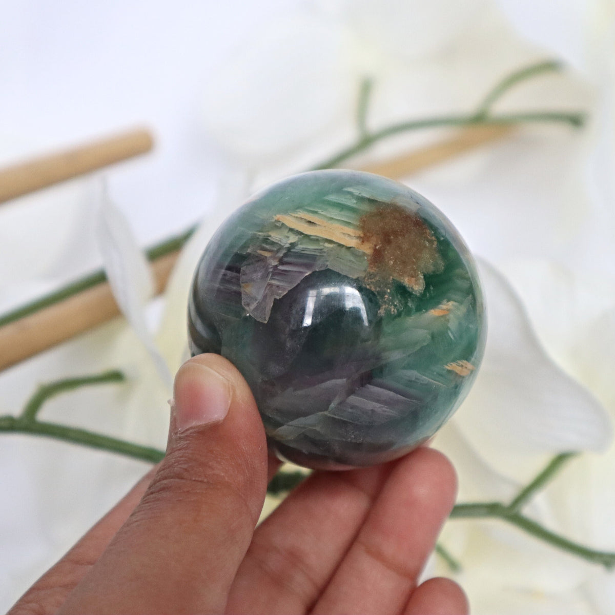 Green Fluorite Sphere: Natural Reiki Healing Crystal Gift