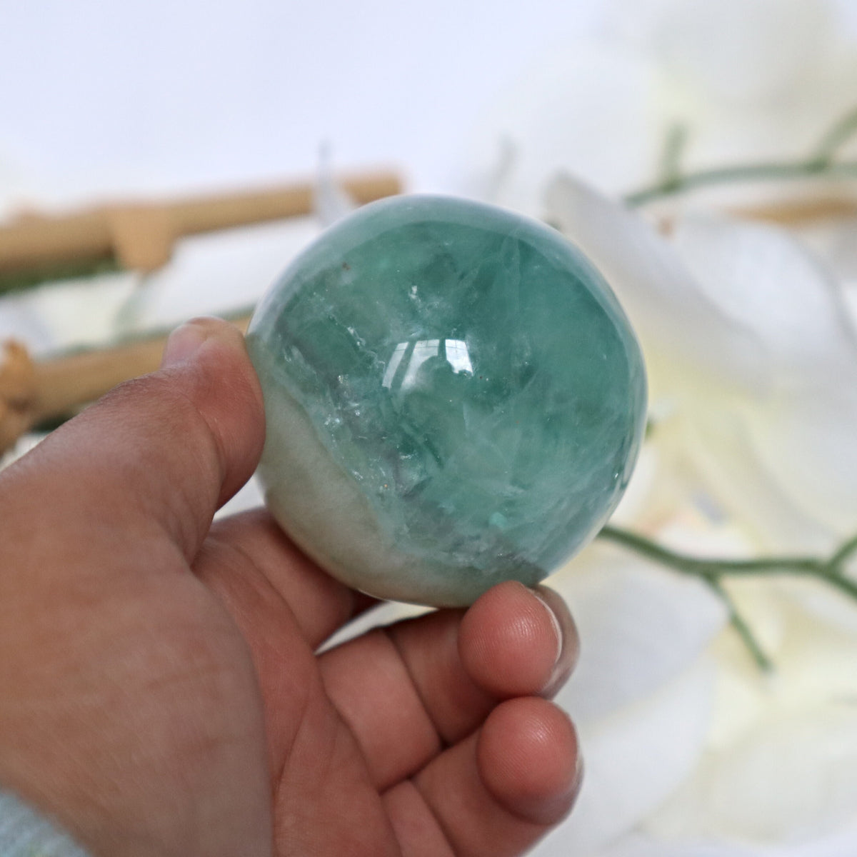 Green Fluorite Sphere: Natural Reiki Healing Crystal Gift