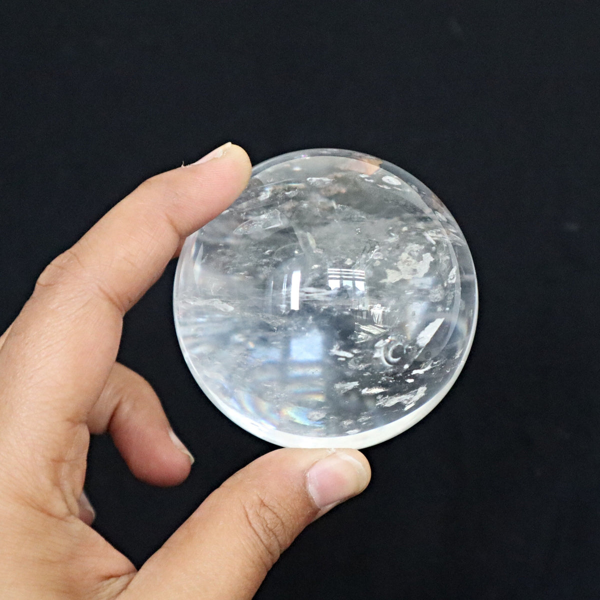 Clear Quartz Sphere: Crystal Healing, Rainbow Inclusion