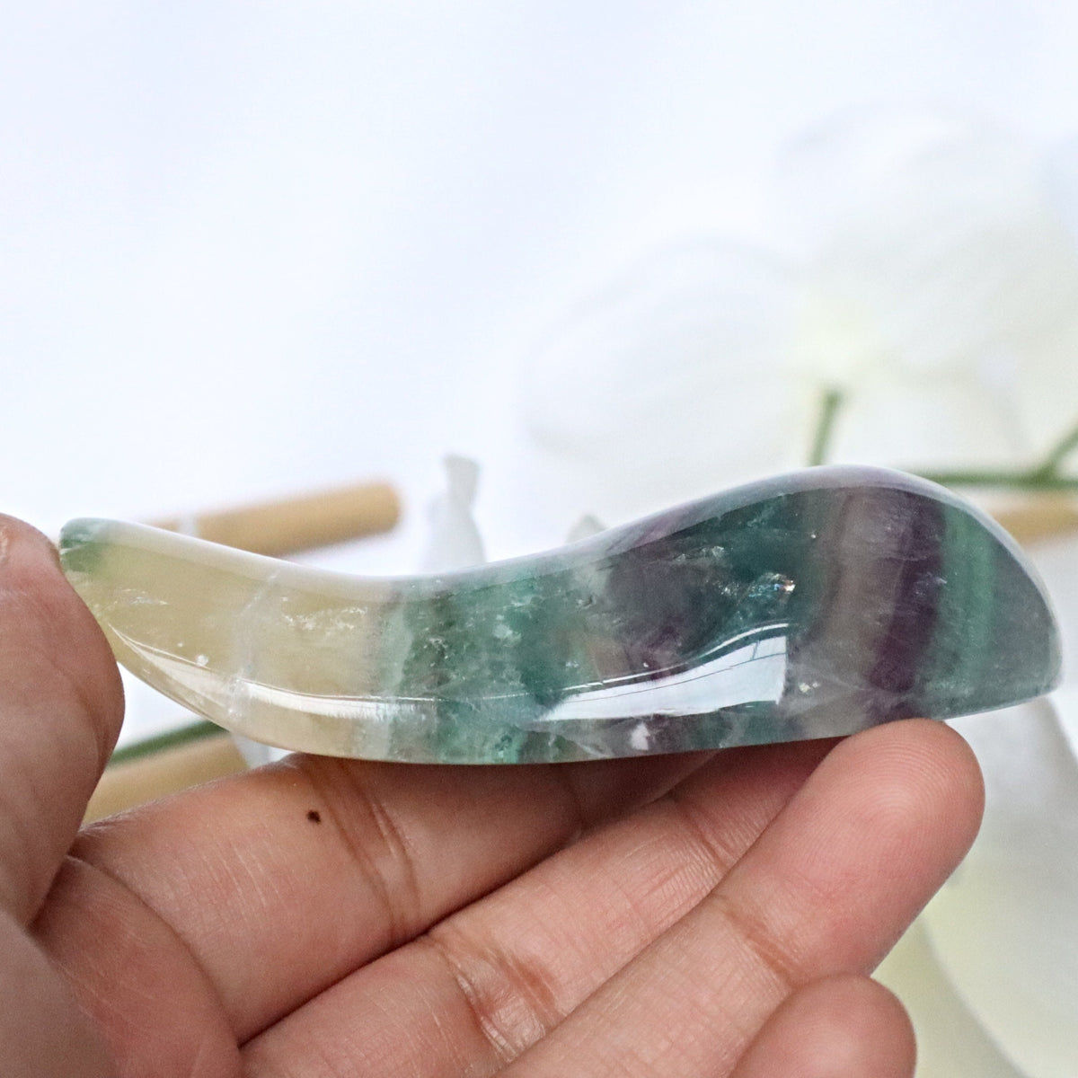 Rainbow Fluorite Massage Wand: Meditation Crystal Stone Gift