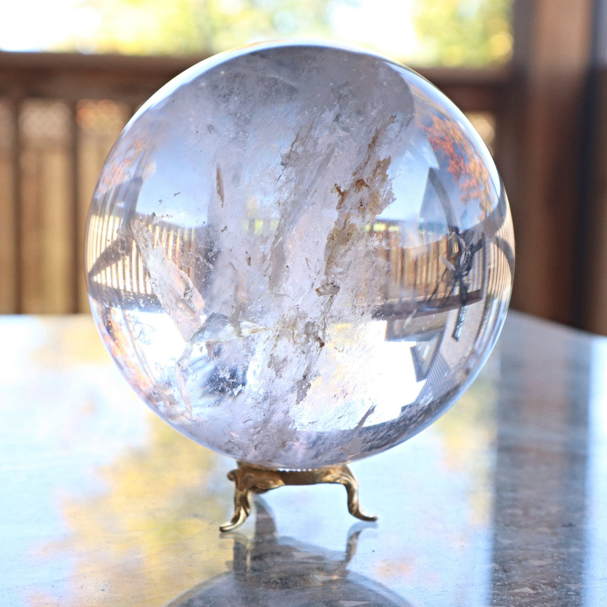 Large Natural Crystal Quartz Sphere (96mm, 3 lbs)