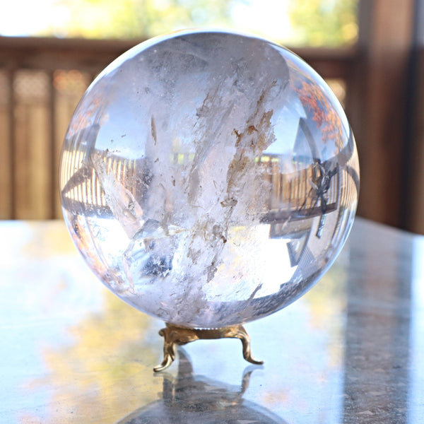 Large Natural Crystal Quartz Sphere (96mm, 3 lbs)