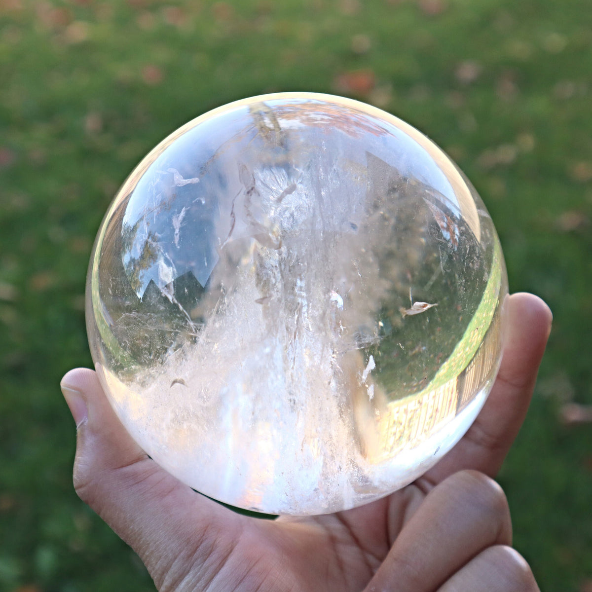 Large Natural Crystal Quartz Sphere (96mm, 3 lbs)
