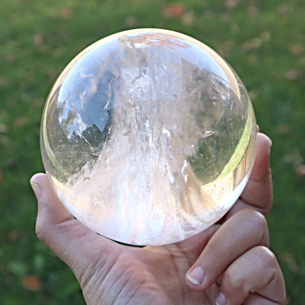 Large Natural Crystal Quartz Sphere (96mm, 3 lbs)
