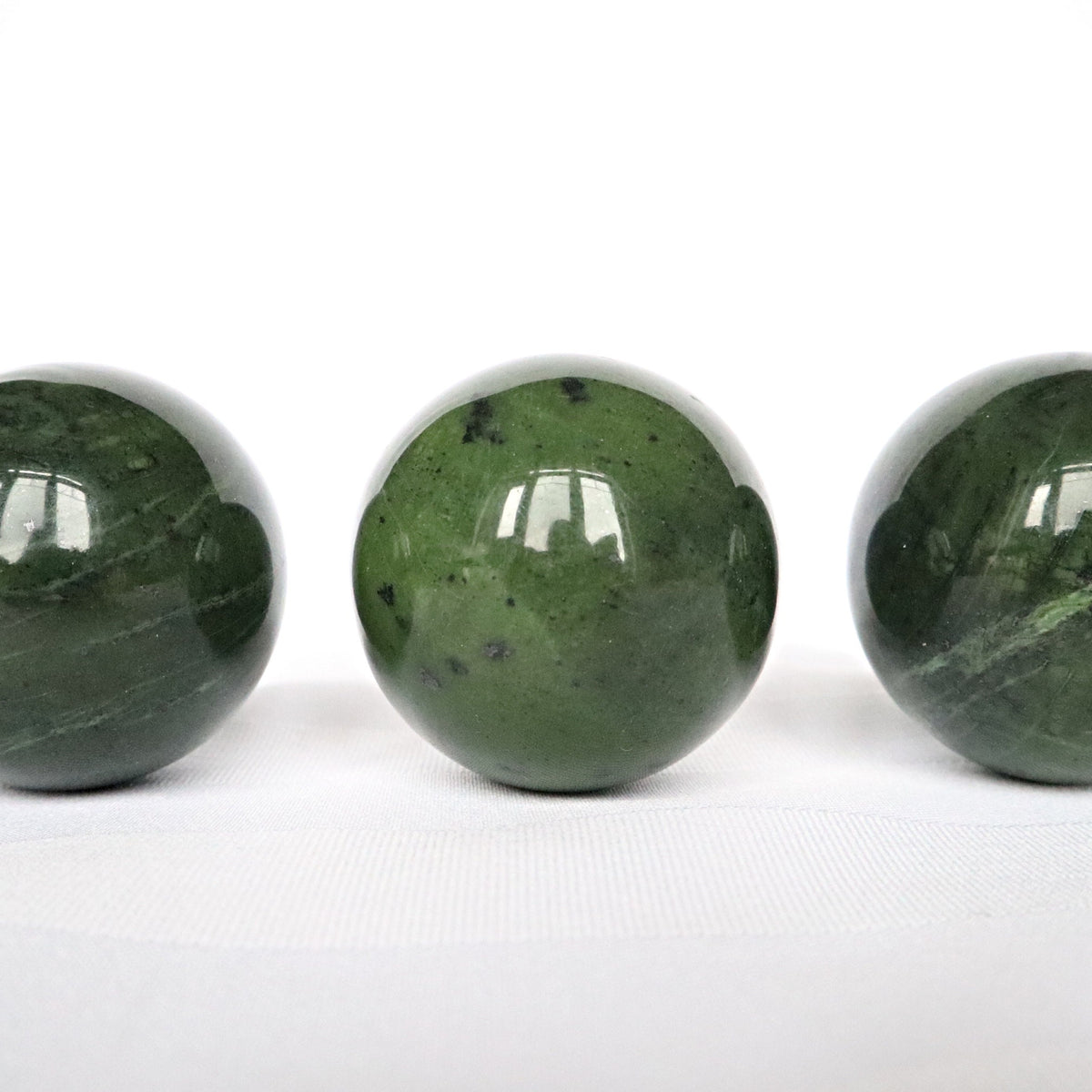 Green Nephrite Jade Sphere: Canadian Lucky Stone, Abundance Crystal (2 inch)
