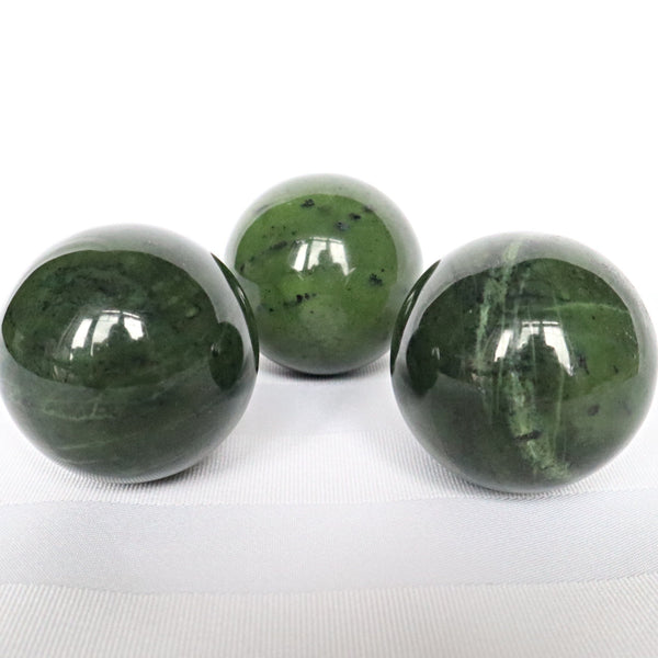 Green Nephrite Jade Sphere: Canadian Lucky Stone, Abundance Crystal (2 inch)